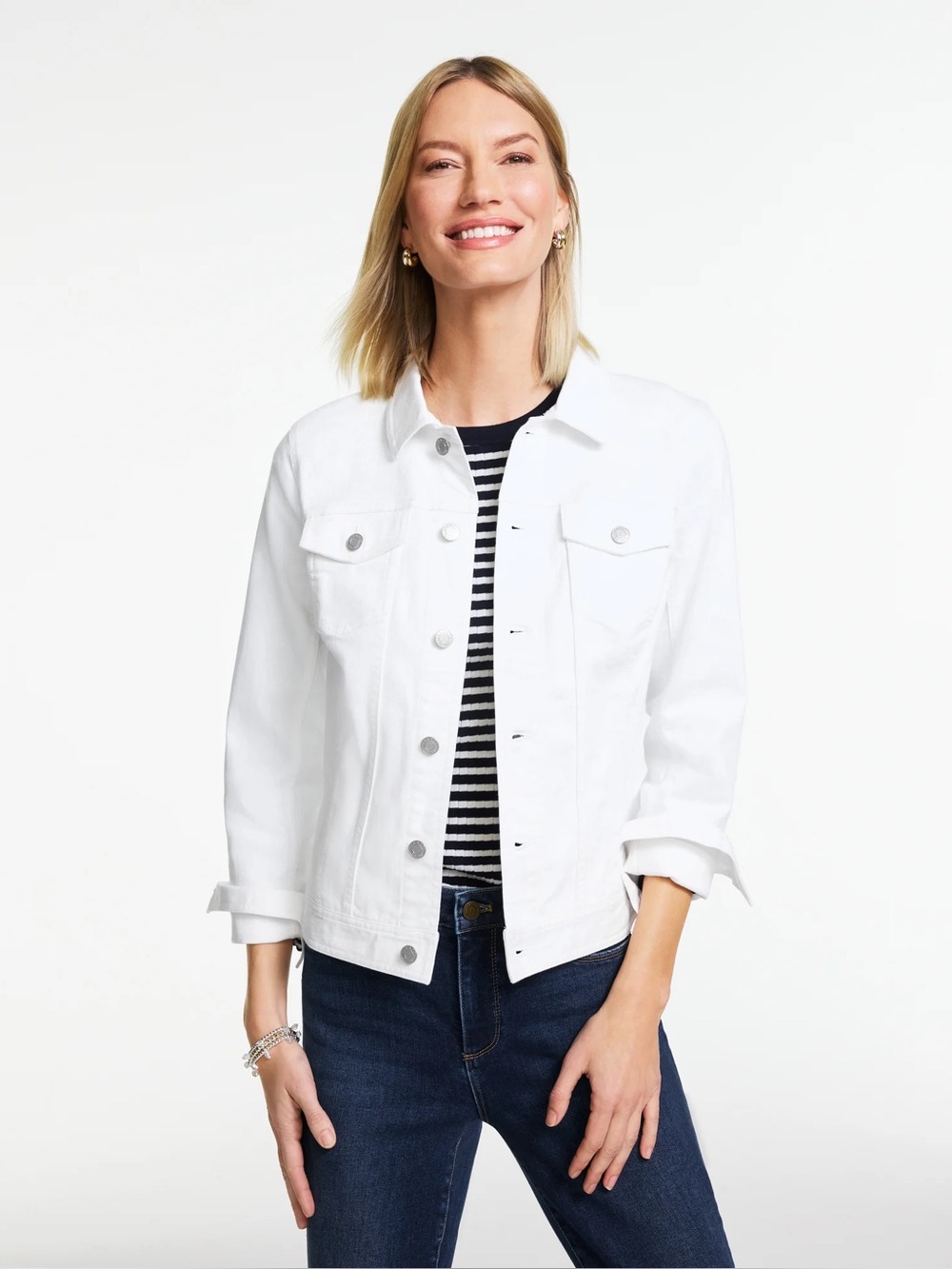 Talbots Classic Jean Jacket in White